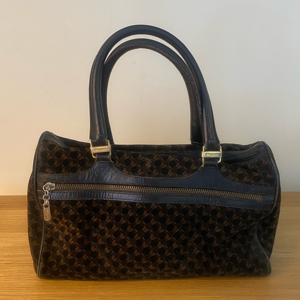 Salvatore Ferragamo Black and Brown Handle Bag